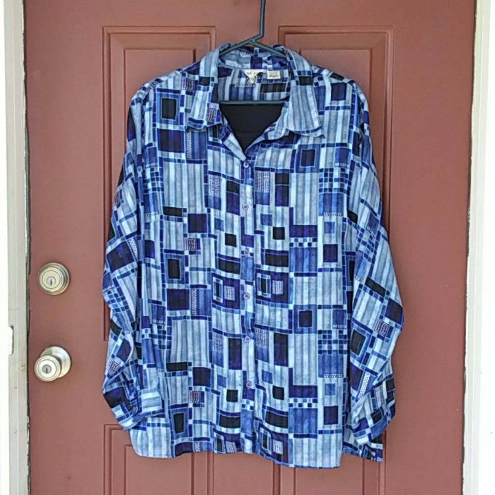 Size 22/24 Blue Plaid Blouse